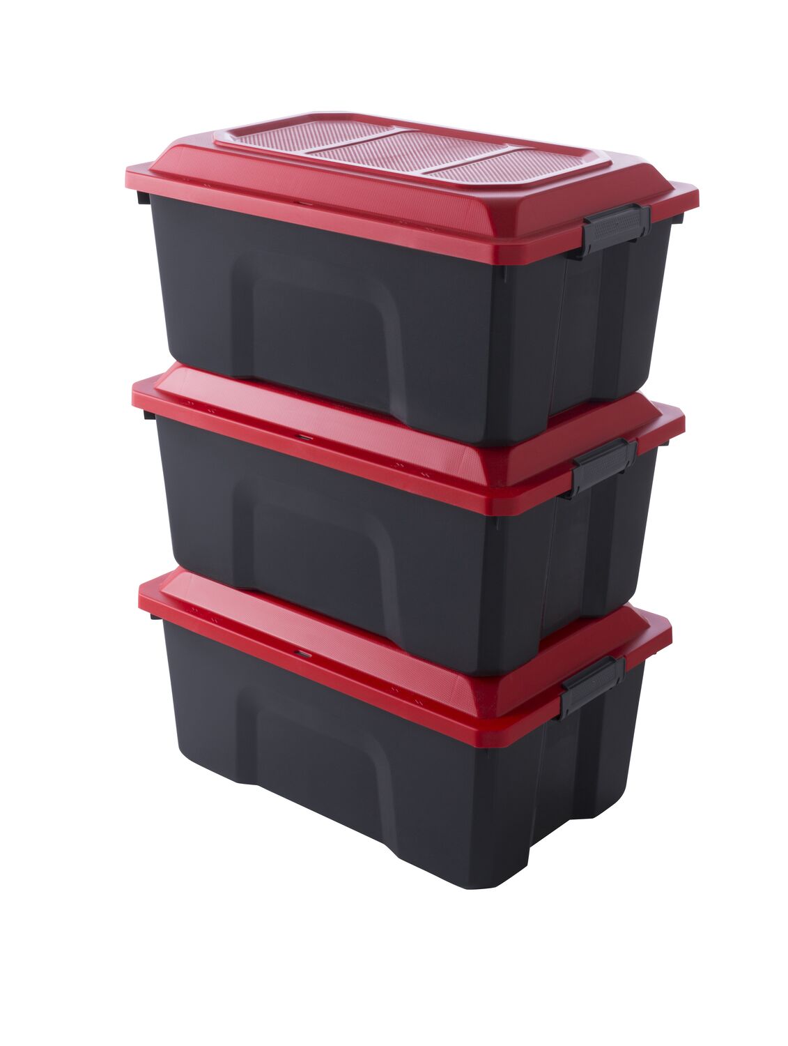 3 boîtes de rangement Locker 40L noir et rouge
