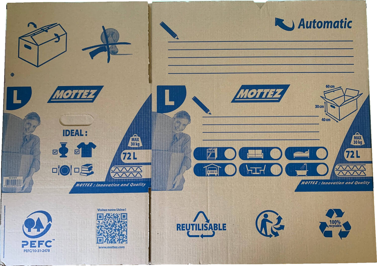 Carton double cannelure 72 L - MOTTEZ
