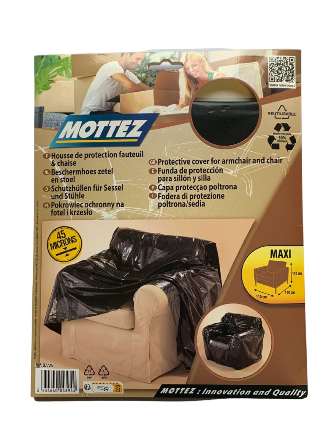 Housse de protection pour fauteuil et chaise Mottez