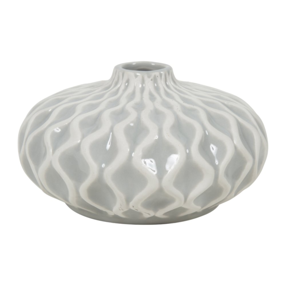 Vase céramique texturé Ø15,5 x H8,5 cm gris - OSTARIA