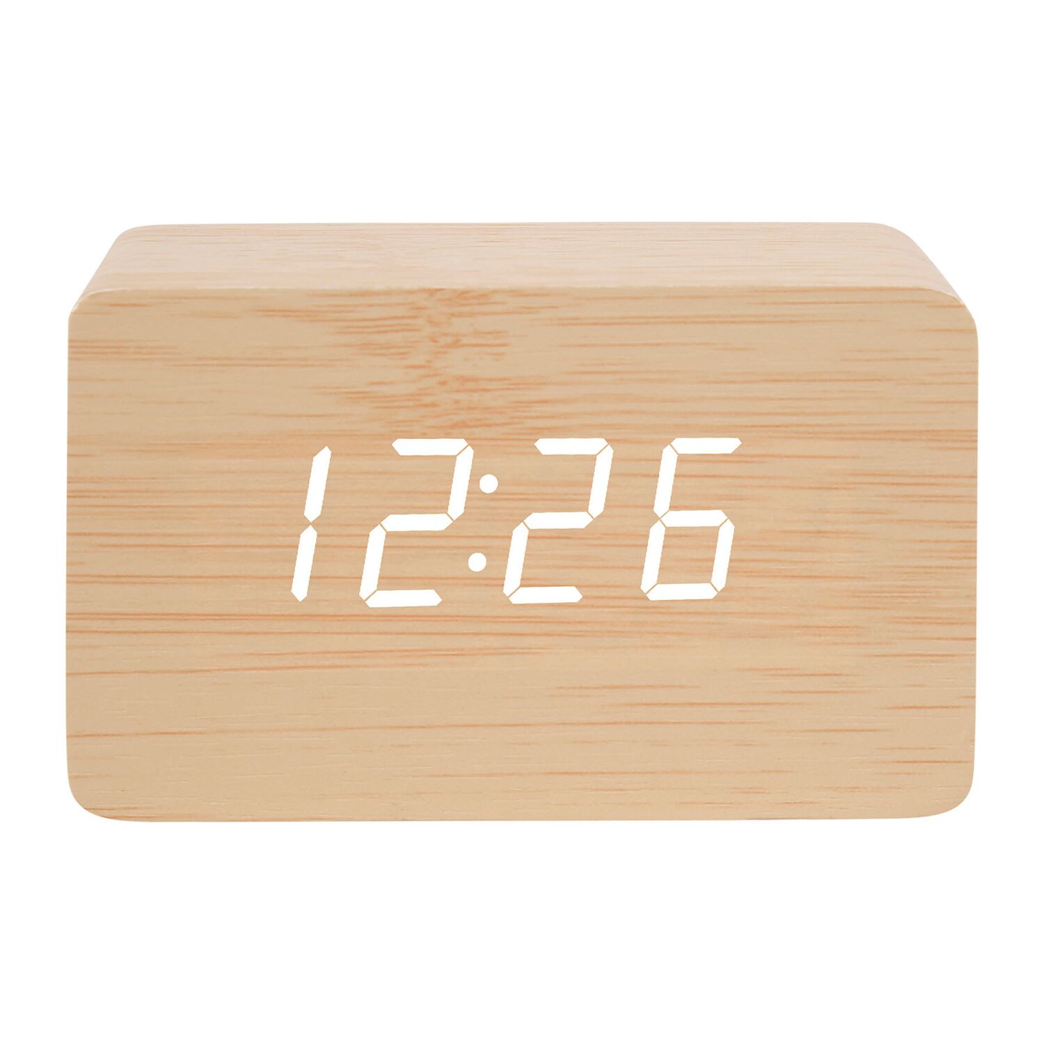 Réveil digital rectangle 10 x 6 cm effet bois - OSTARIA