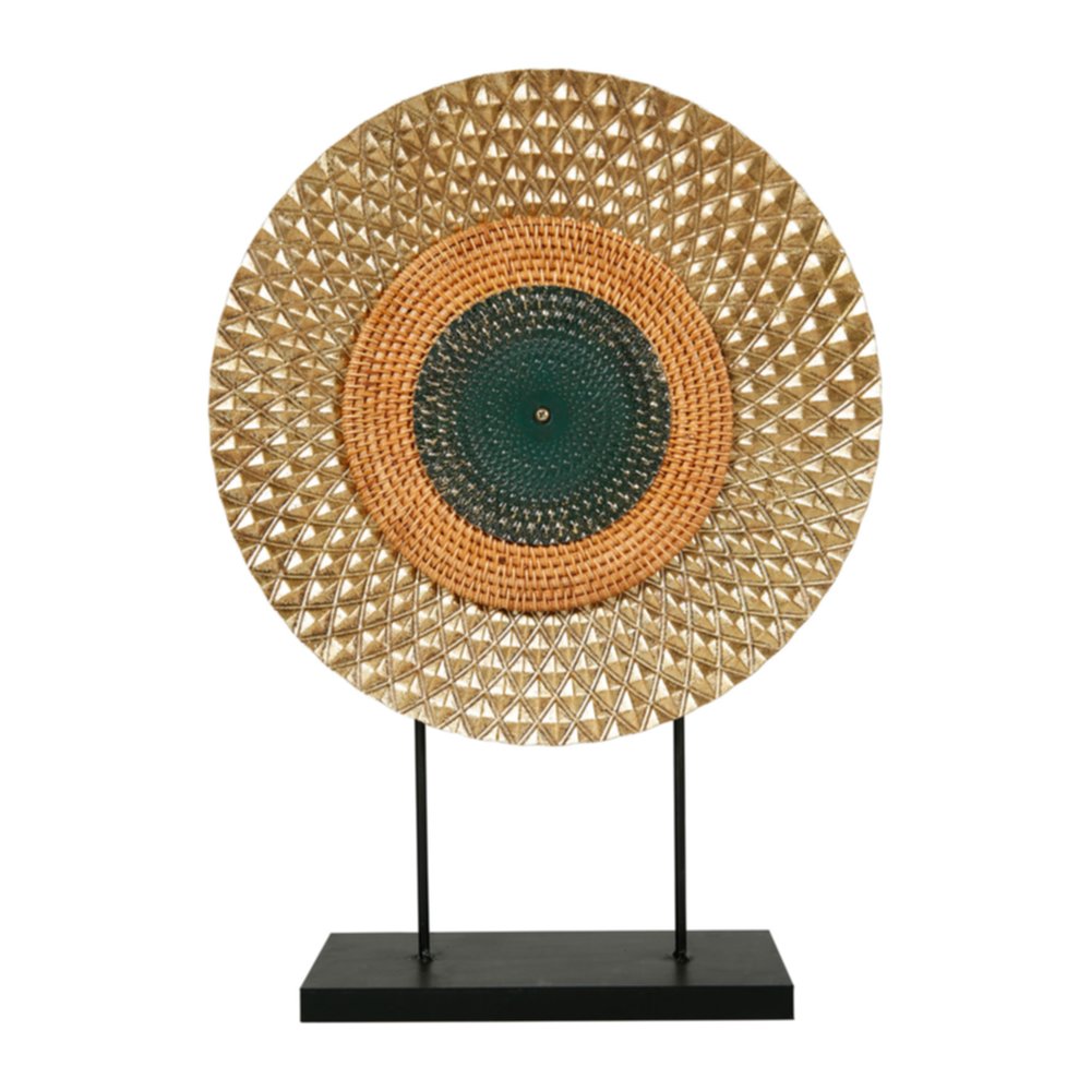 Déco à poser en métal Ethnic 35 x 10 x 48 cm doré/vert 
