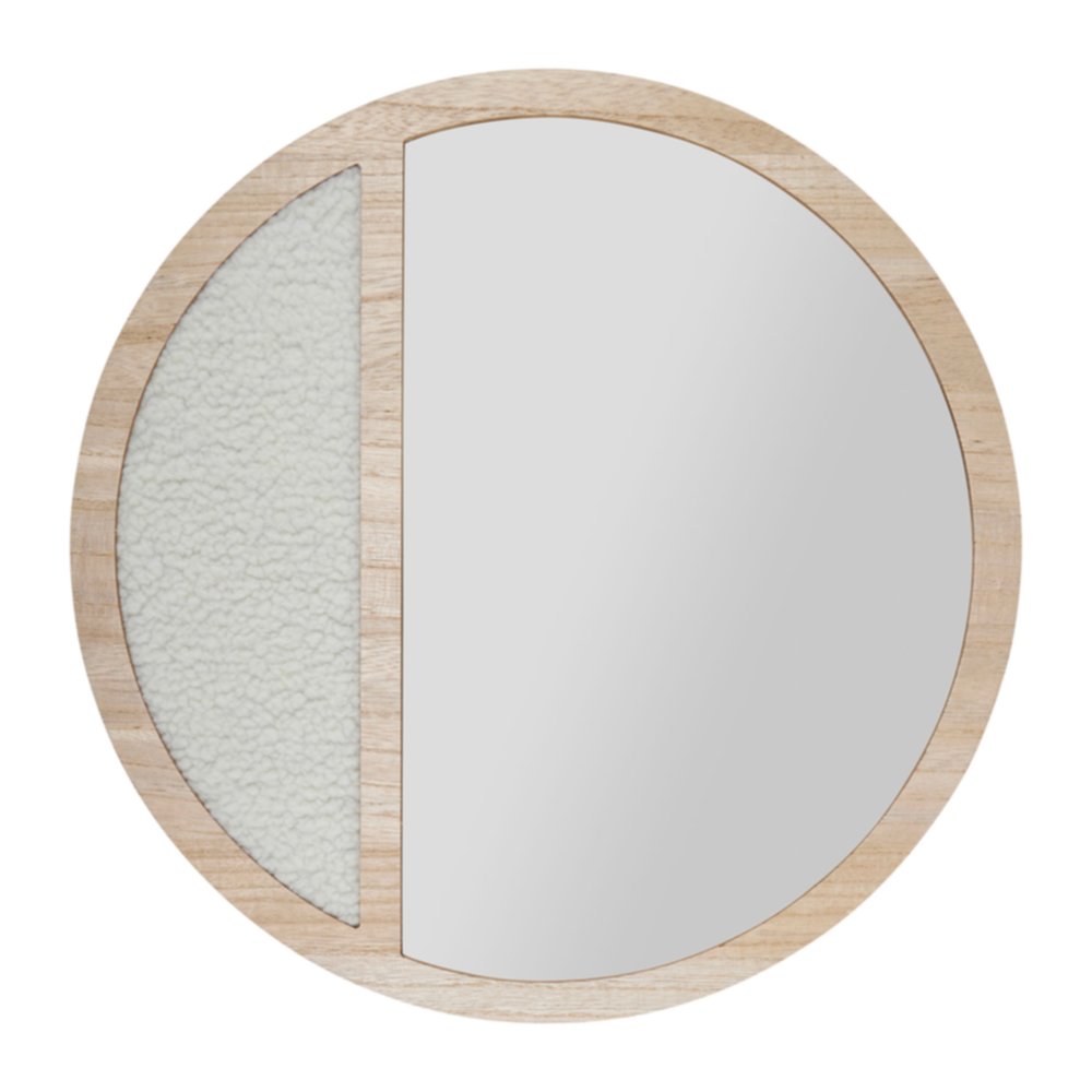 Miroir Otawa Ø45 cm sherpa/bois - OSTARIA