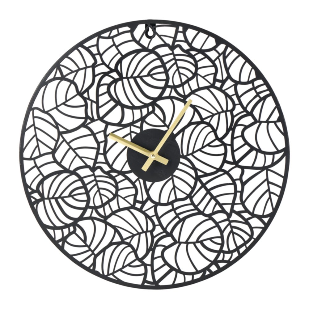 Horloge Calathea ajourée Ø40 cm métal noir - OSTARIA