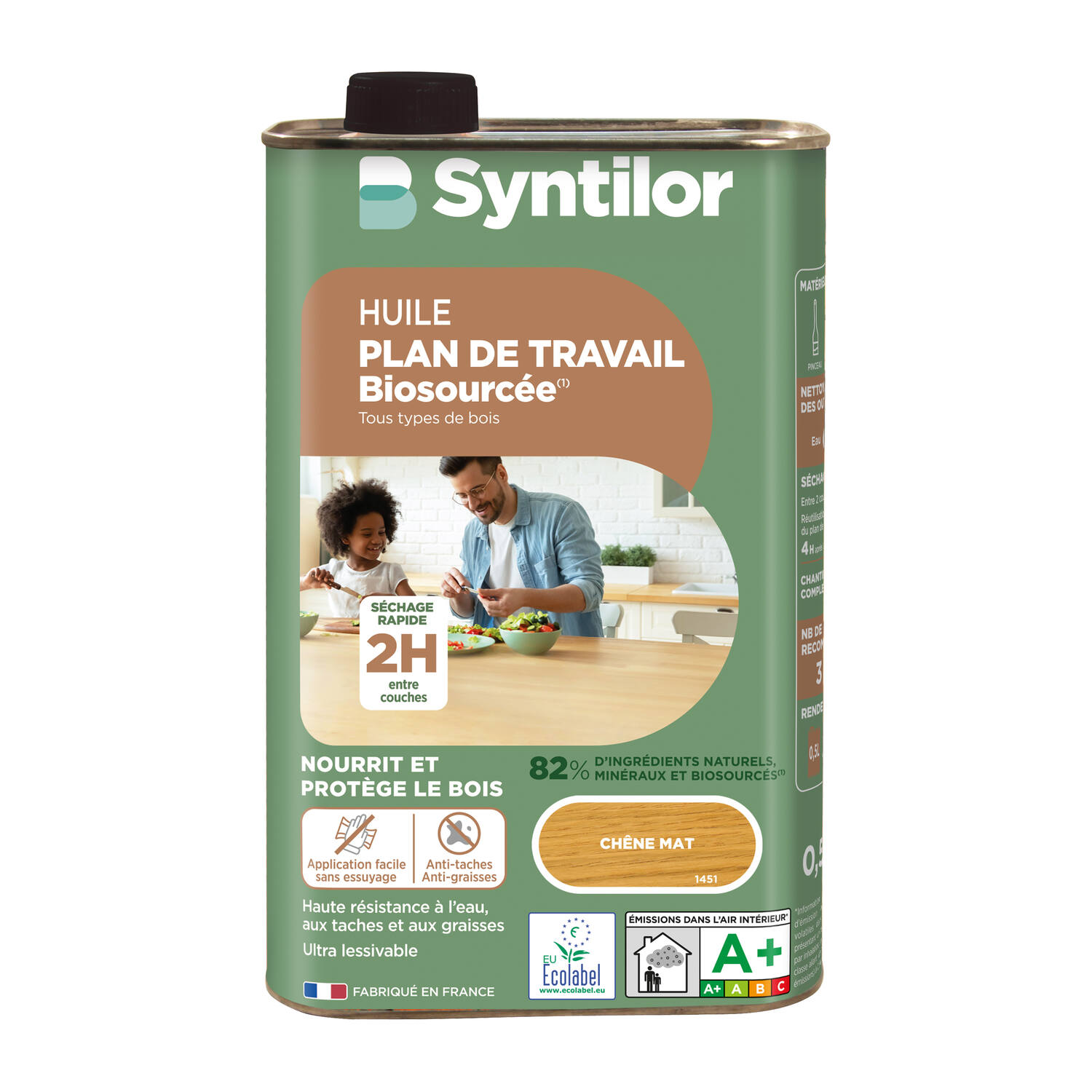 Huile plan de travail biosourcée 0.5L chêne nature protect - SYNTILOR