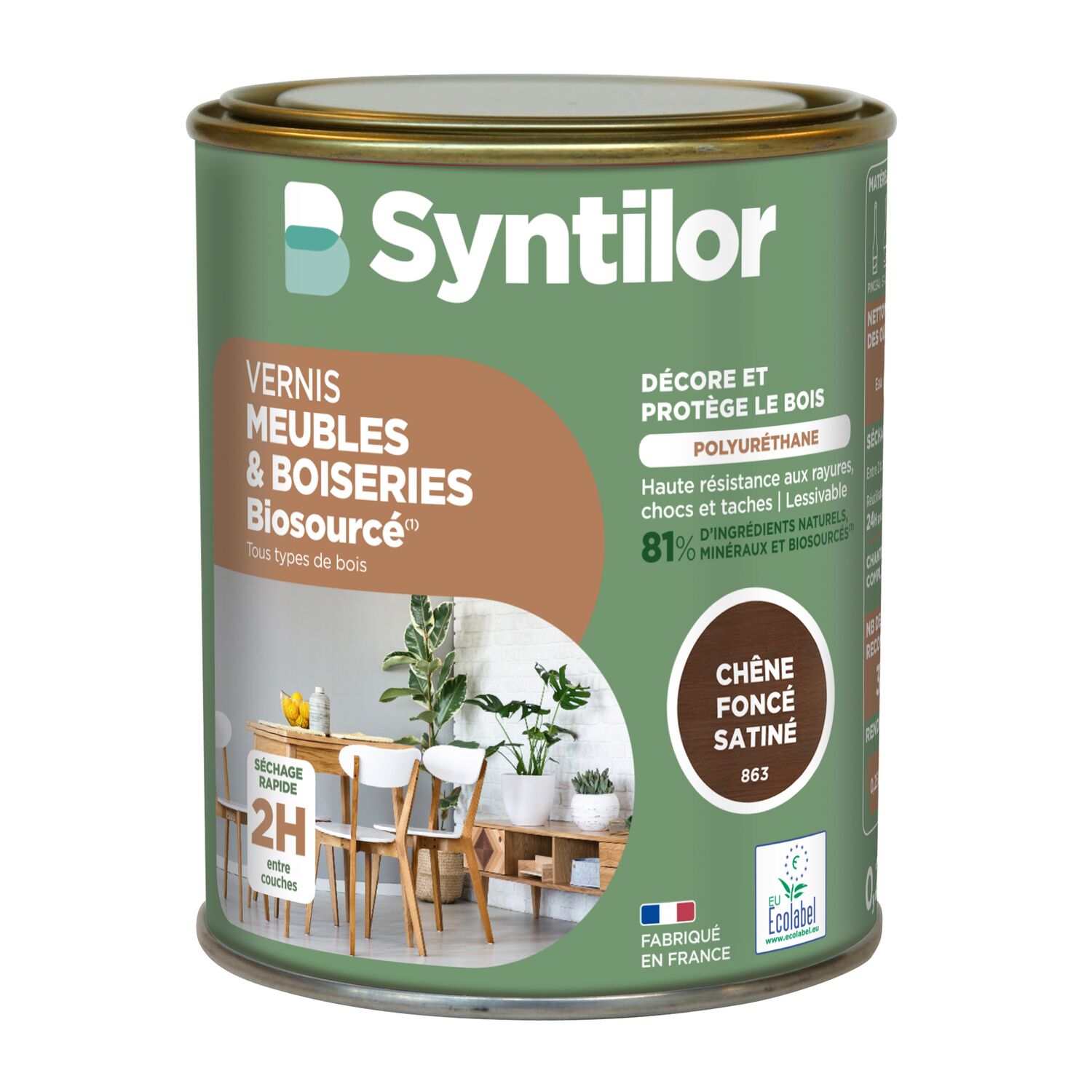 Vernis Meubles et Boiseries Biosourcé* Nature Protect® 0.25L chêne foncé - SYNTILOR