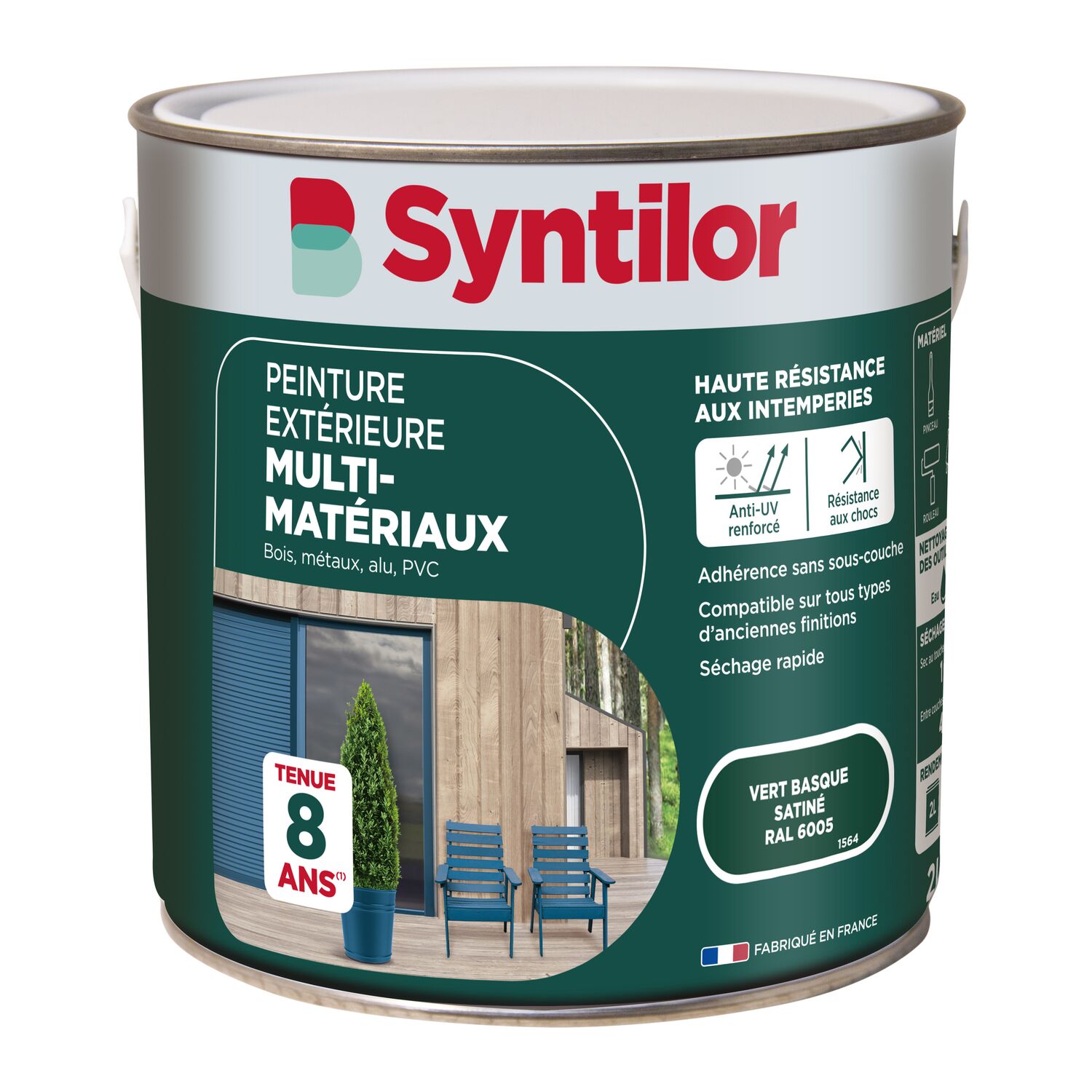 Peinture extérieure multimatériaux 2L vert Basque - SYNTILOR