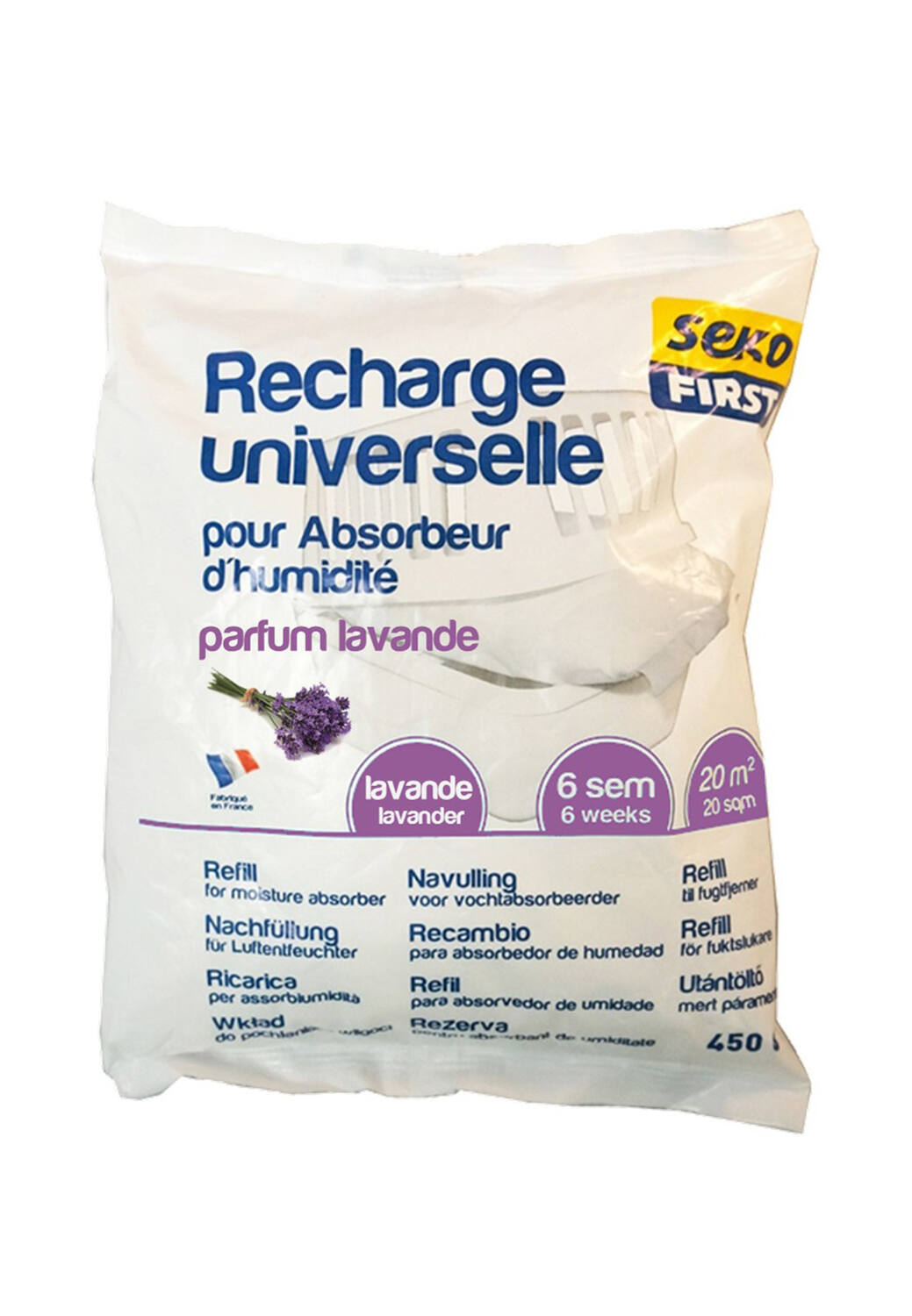 Recharge universelle pour absorbeur d'humidité 450g lavande