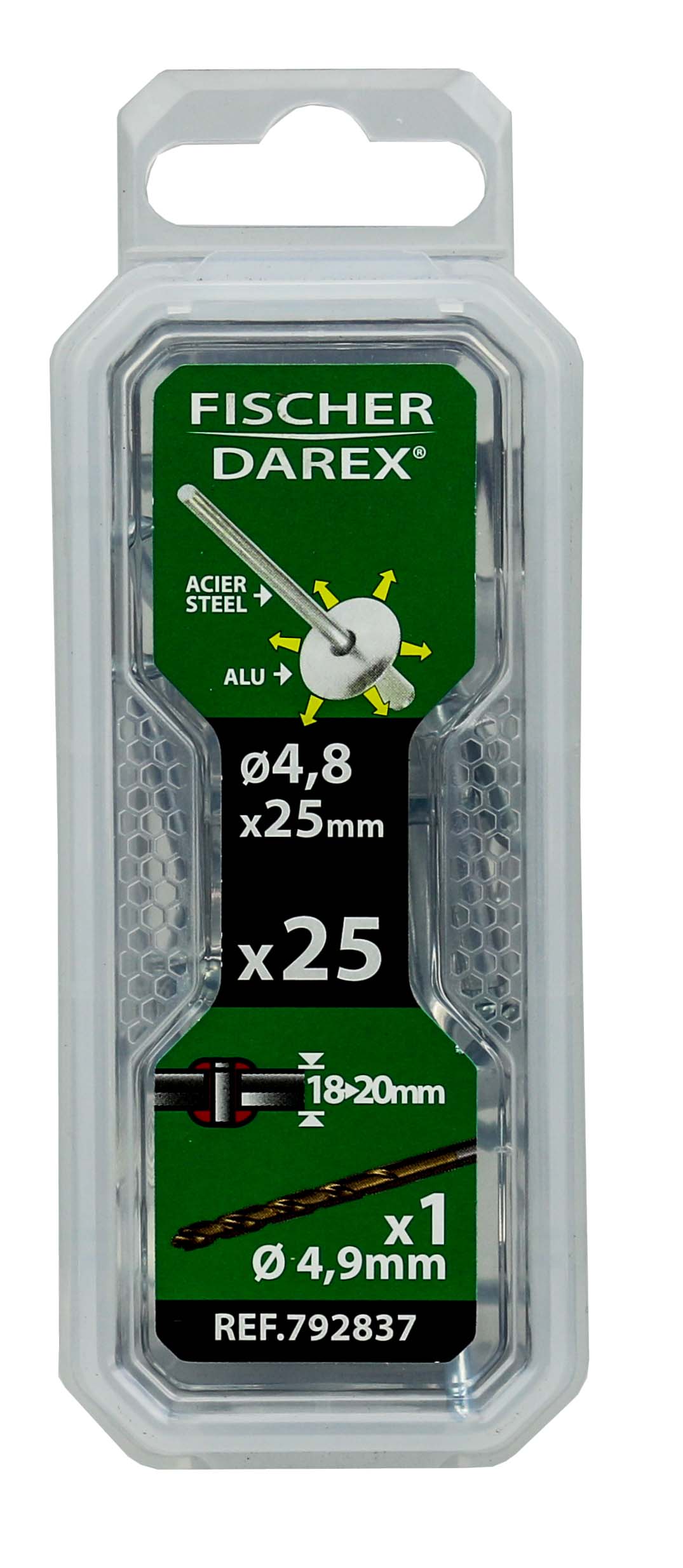 Rivet x25 aveugle 4.8x25 t larg