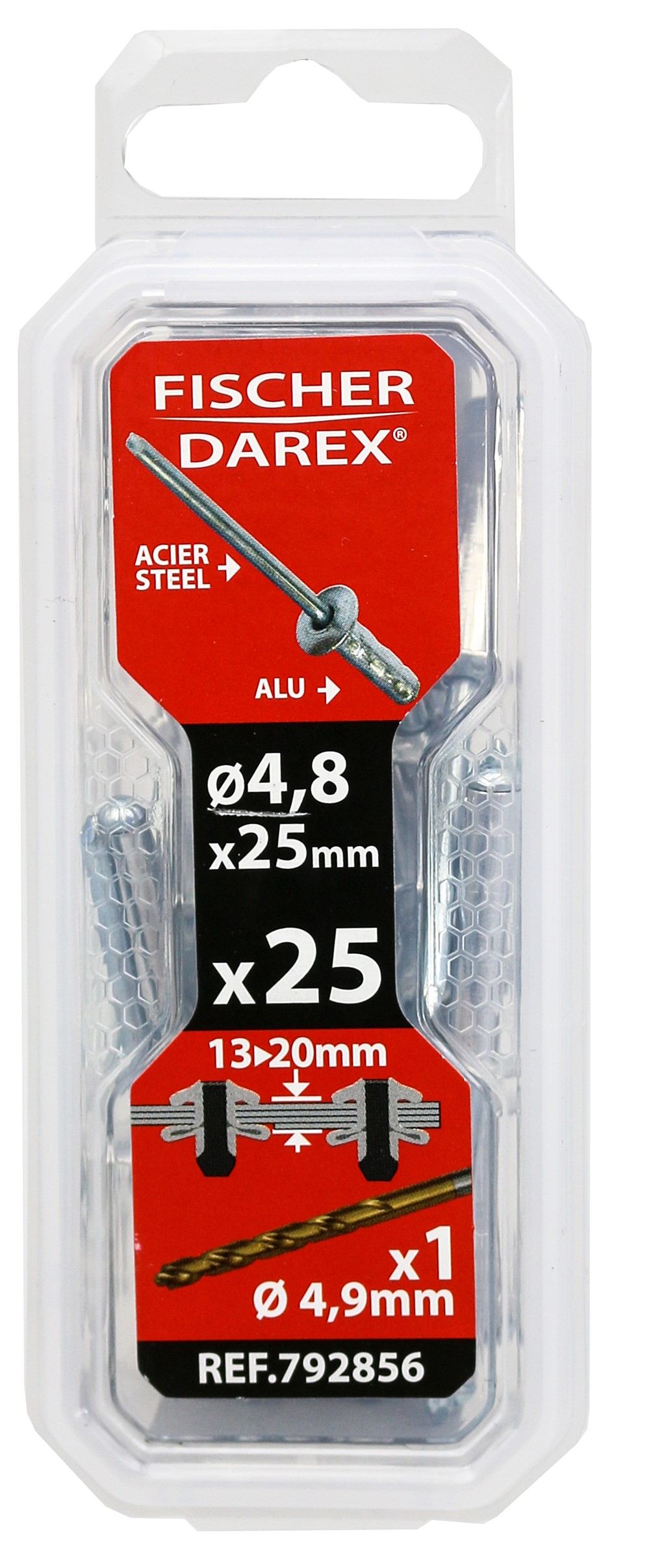 Rivet x25 aveugle 4.8x25 t plat