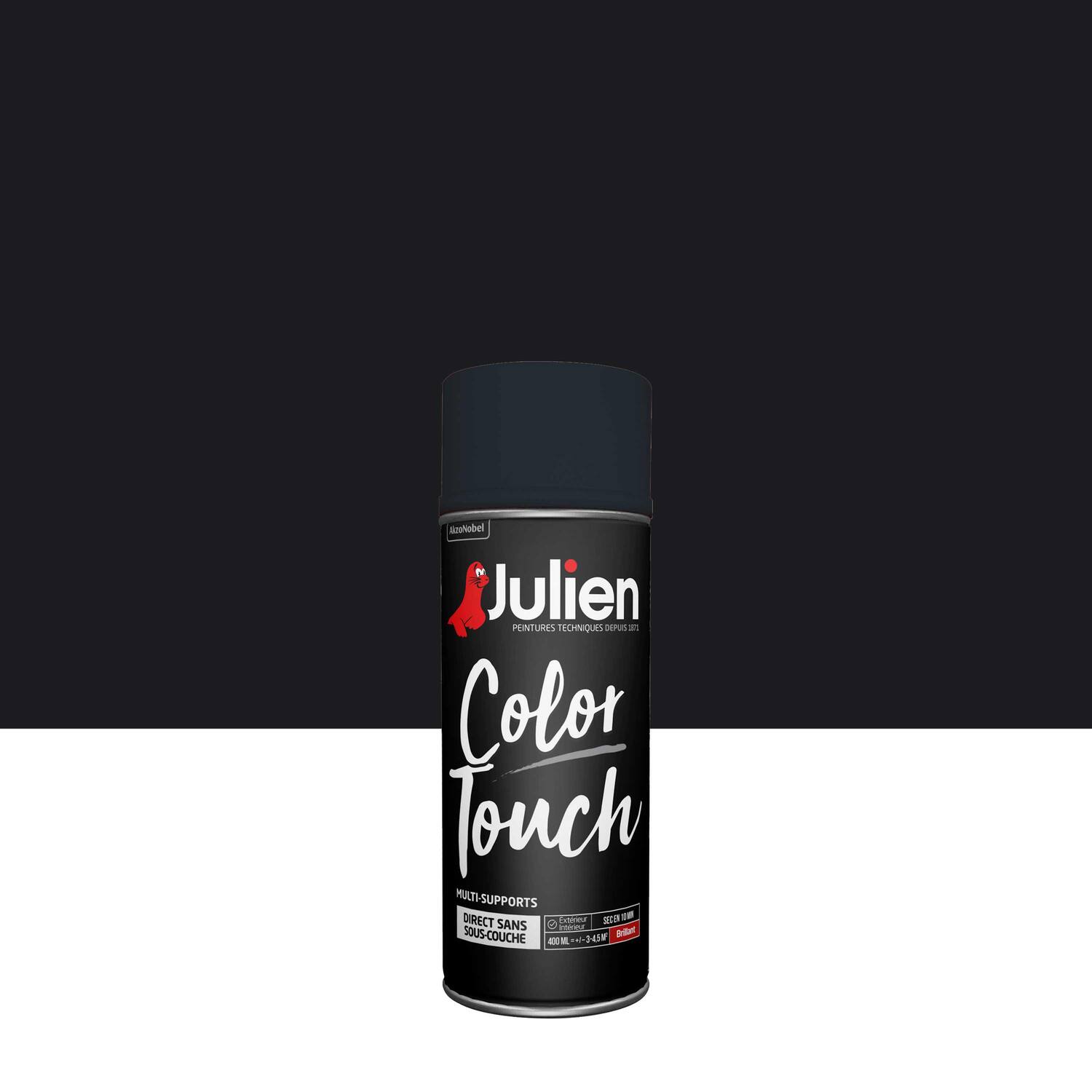 Peinture aérosol Multi-supports Color Touch Noir Brillant 400ml - JULIEN