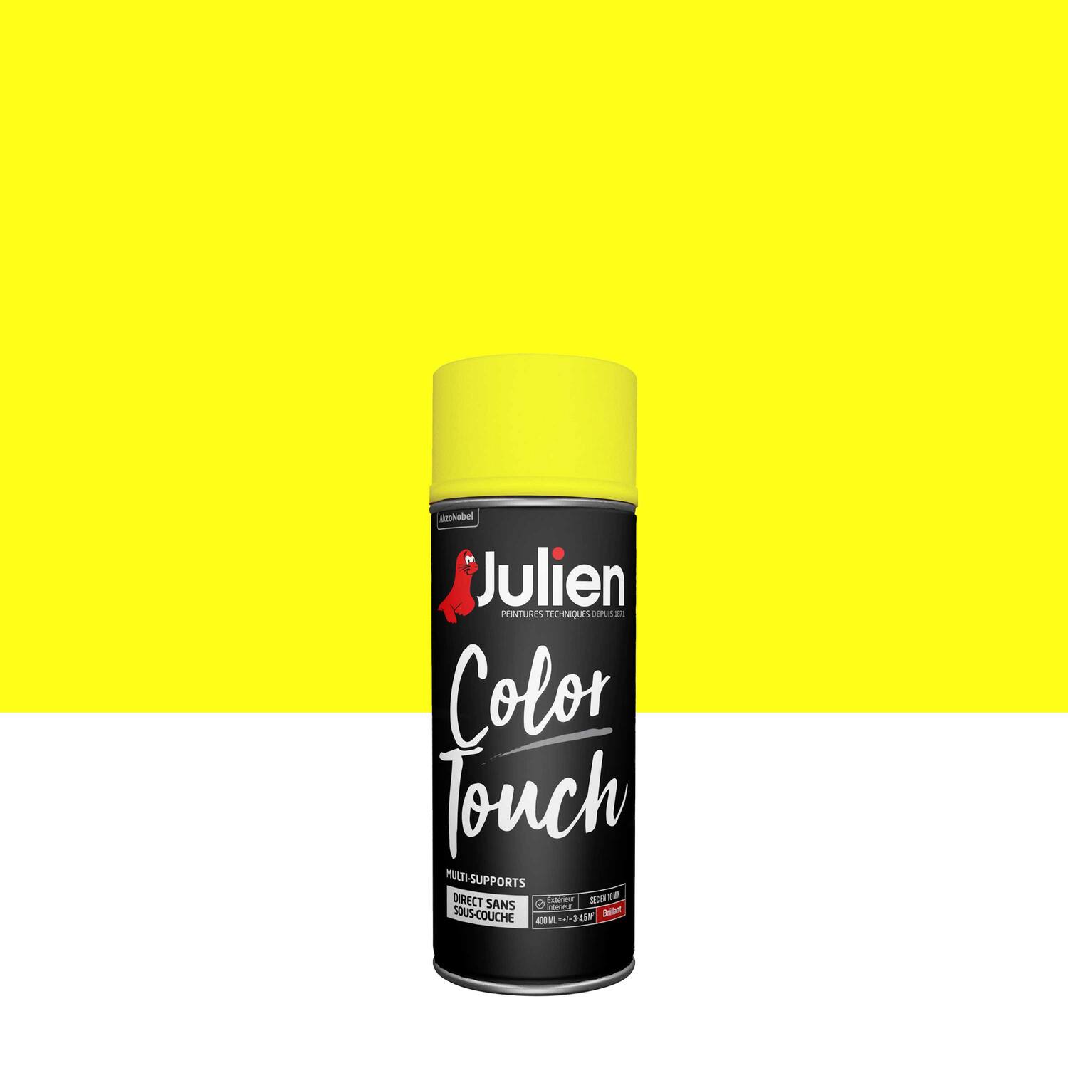 Peinture aérosol Multi-supports Color Touch Jaune Signal Brillant 400ml - JULIEN