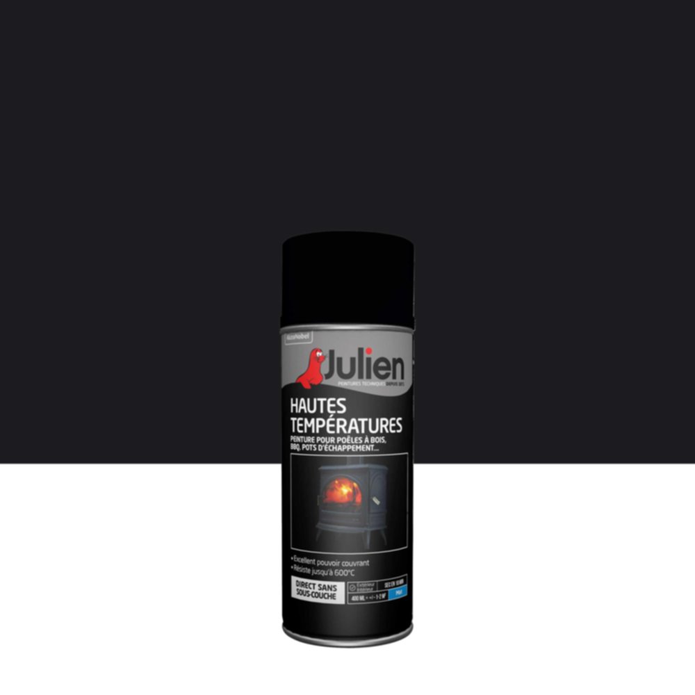 Peinture aérosol Hautes Temperatures Noir Mat 400ml - JULIEN