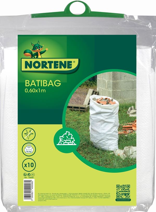 10 Sacs à gravats en PE tissé Blanc 0,60x1m