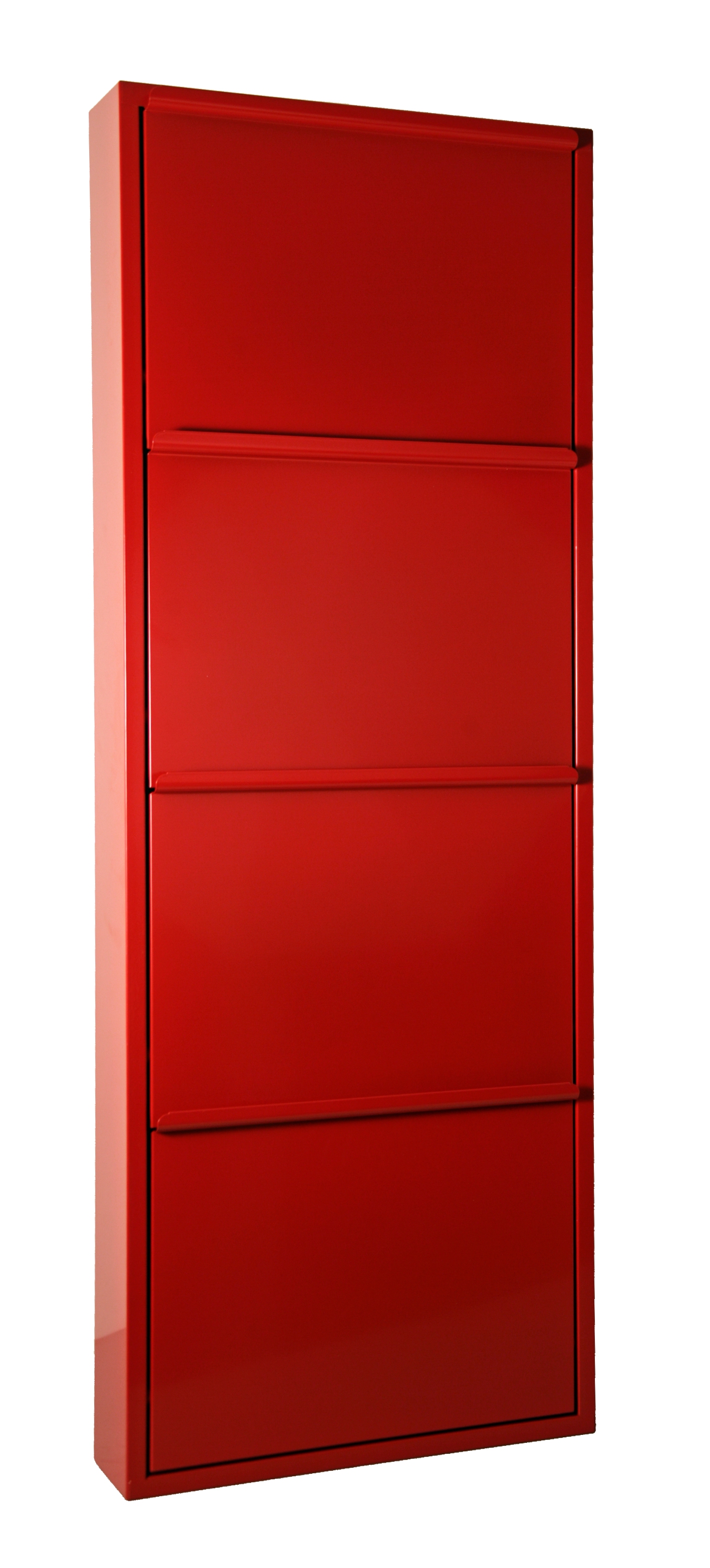 Meuble chaussures 4 abattants en métal rouge 