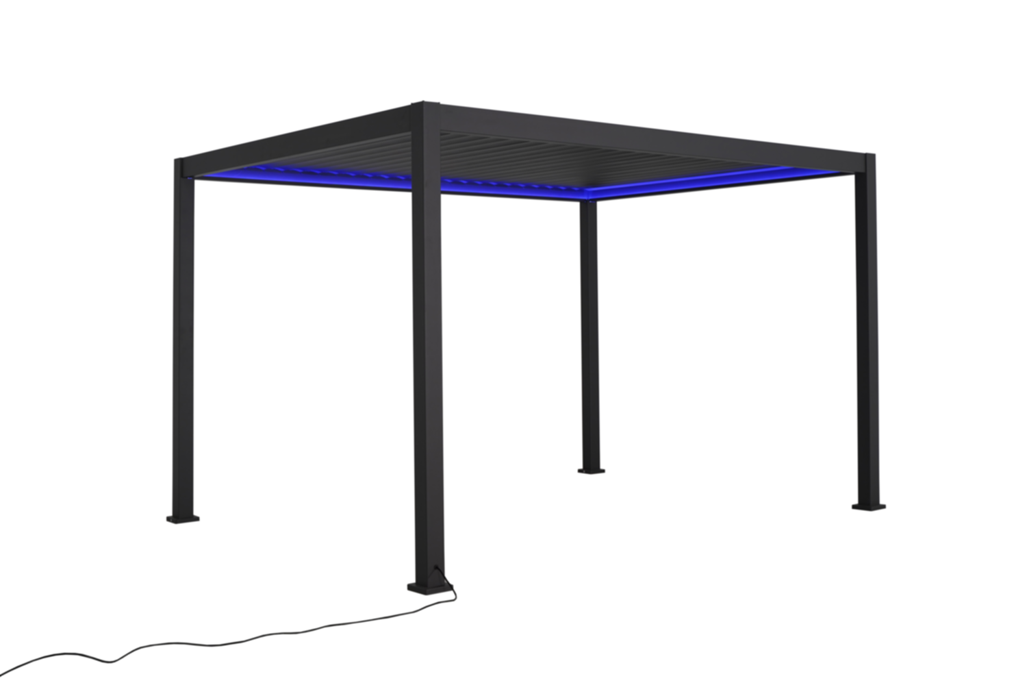 Pergola autoportante bioclimatique motorisée Caly alu gris anthracite 4x3m