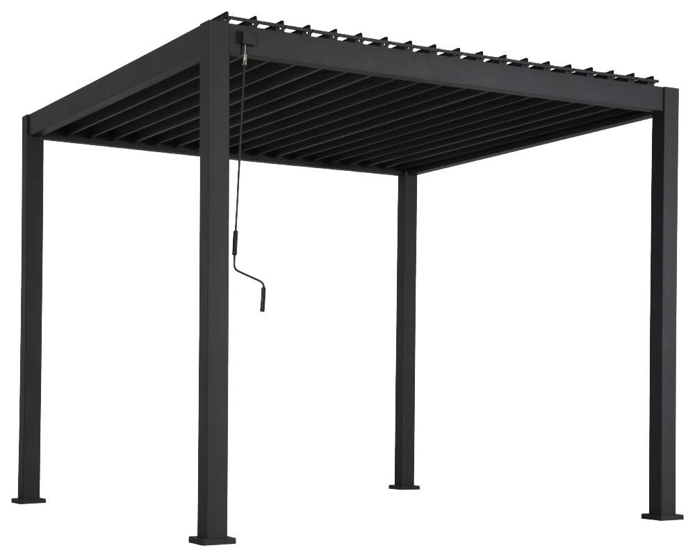 Pergola autoportante bioclimatique CALY en aluminium coloris gris anthracite 3 x3 m