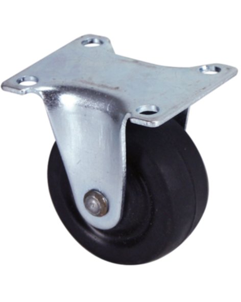 Roulette fonctionelle fixe à platine caoutchouc noir Ø40mm charge 20kg - CIME