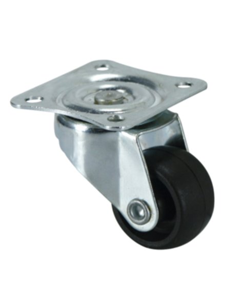 Roulette pivotante à platine caoutchouc noir Ø25mm charge 12kg - CIME