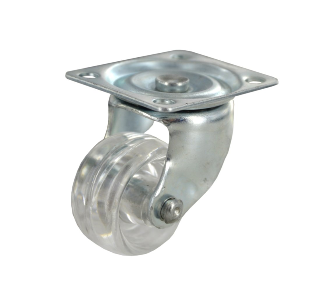 Roulette pivotante à platine polychoc transparent Ø25mm charge 12kg - CIME