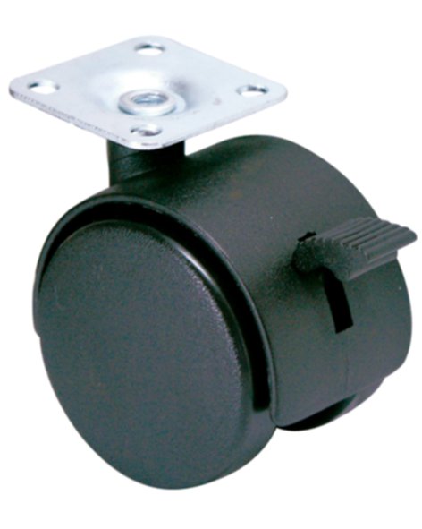 Roulette pivotante à platine polypropylène noir avec frein Ø40mm charge 25kg - CIME