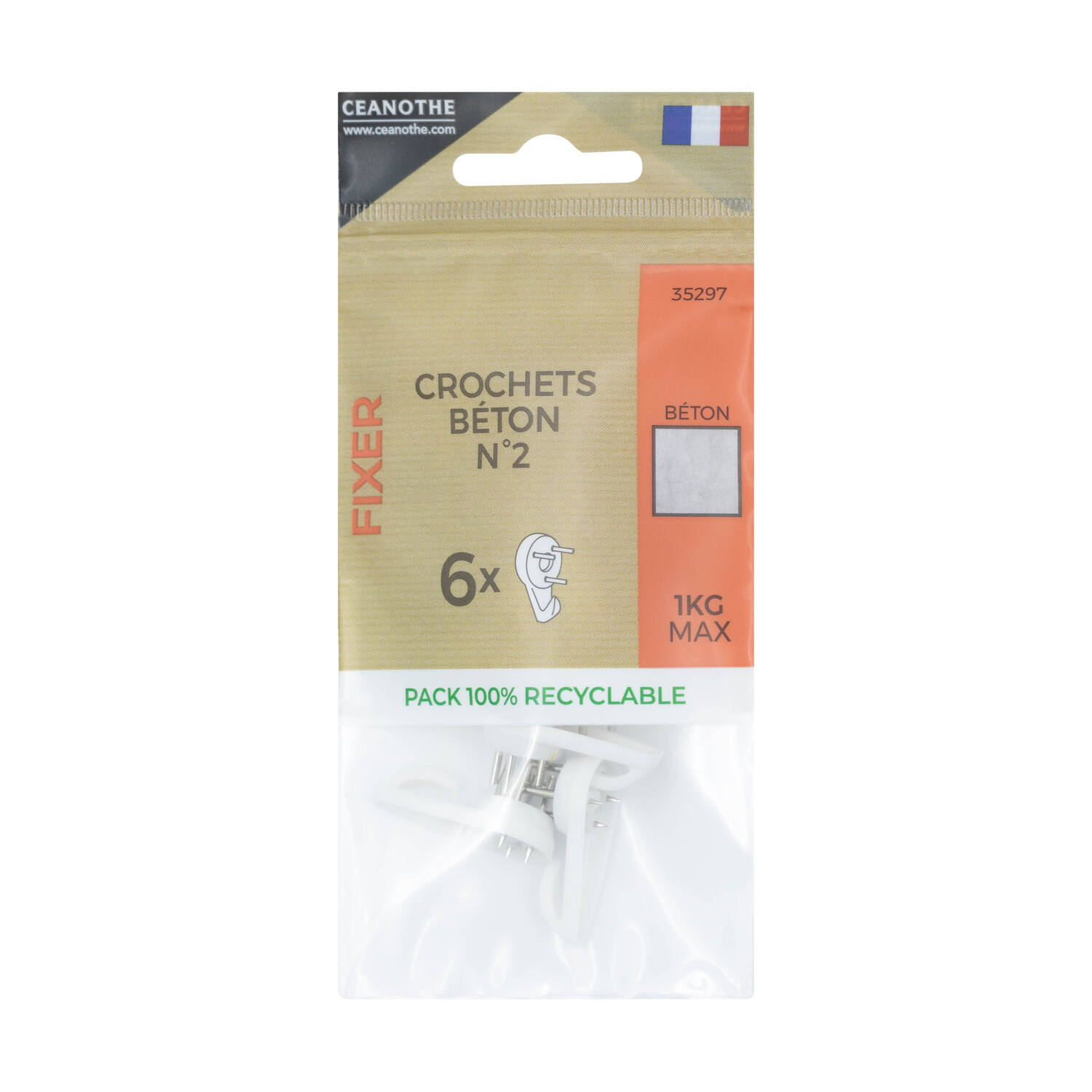 Sachet 6 crochets beton n°2 - CEANOTHE