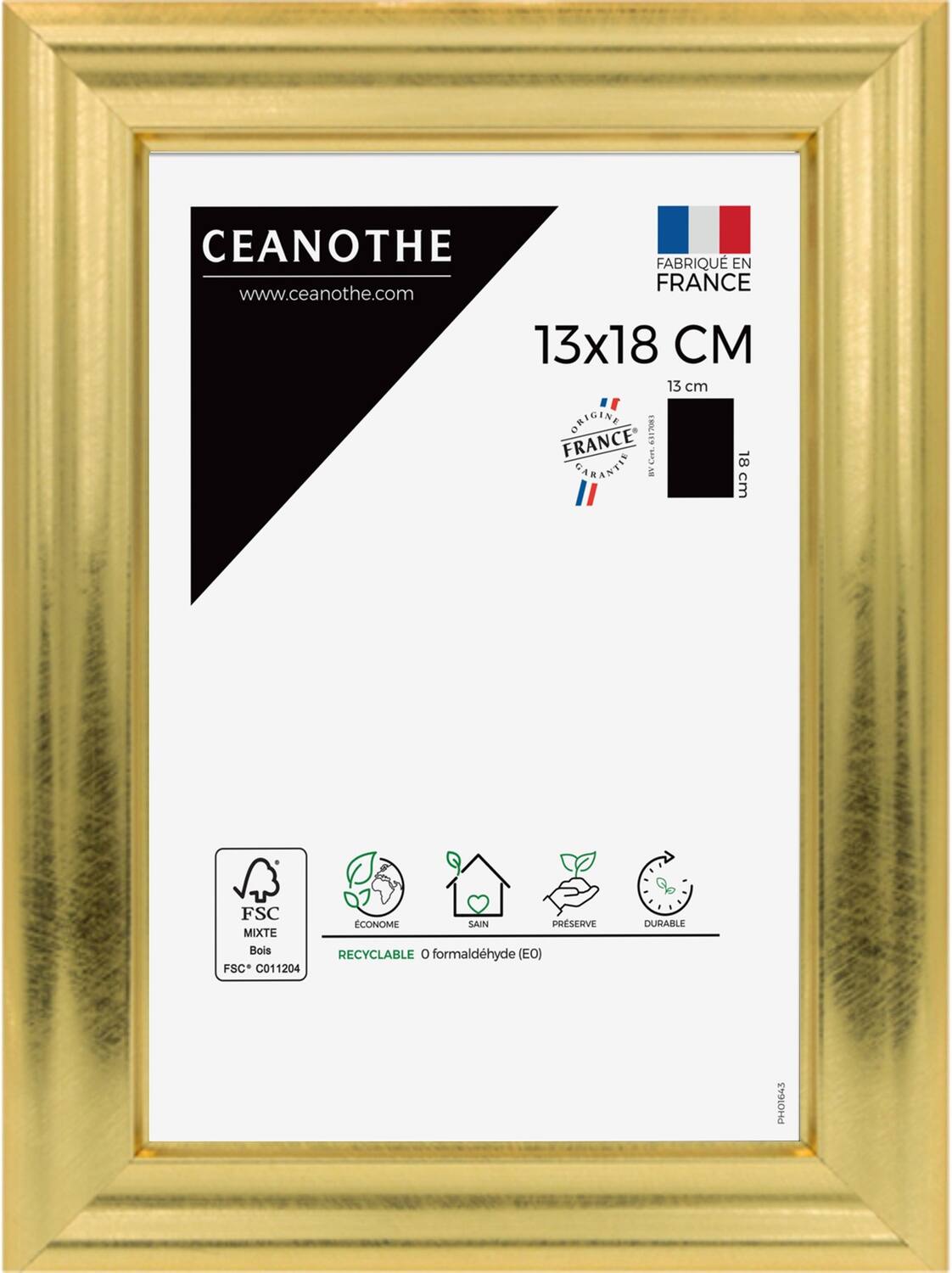 Cadre photo Julia doré 13x18cm - CEANOTHE