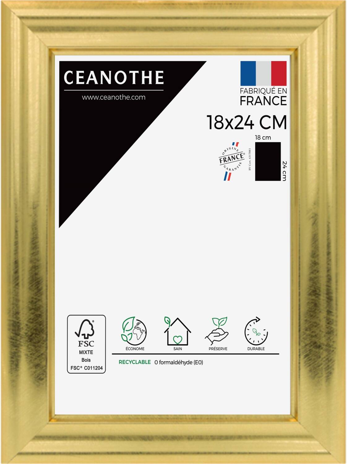 Cadre photo Julia doré 18x24cm - CEANOTHE