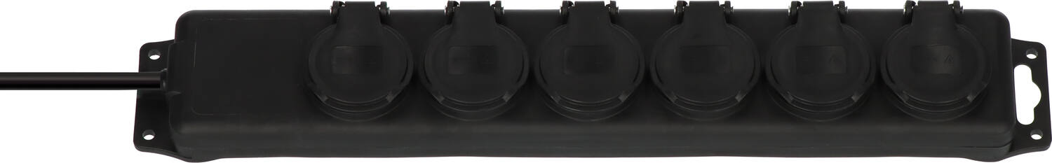 Multiprise noire IP44 avec 6 prises à clapets - BRENNENSTUHL