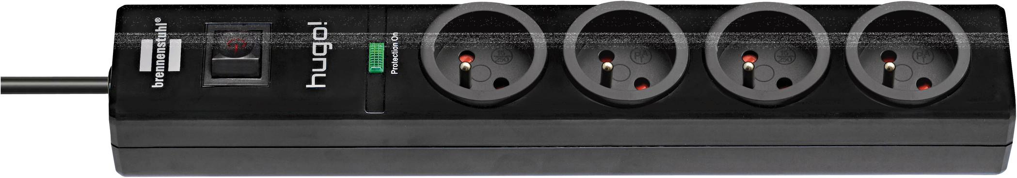 Multiprise hugo! noire 4 prises avec parafoudre