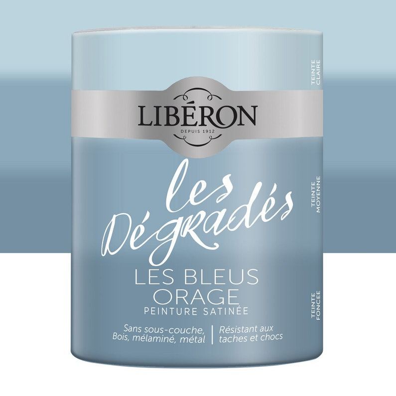 Peinture pour meuble, objet et porte, satiné, LIBERON, les bleus orage 0.6