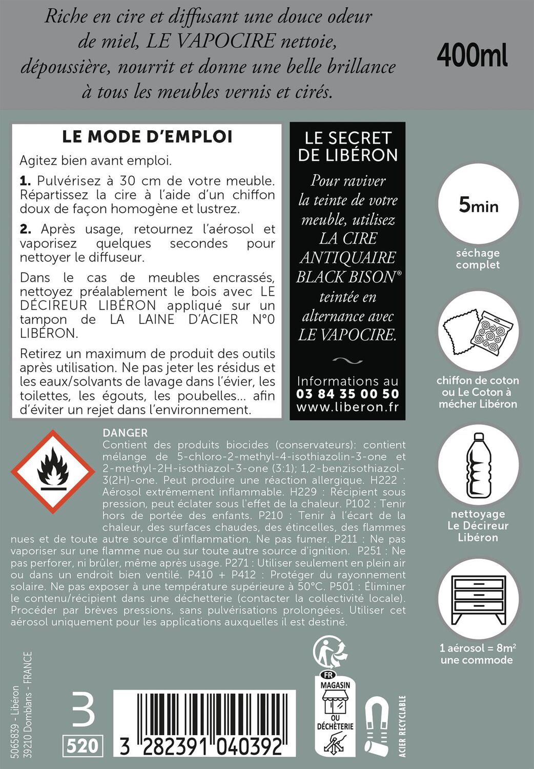 Cire express aérosol Liberon 400ml