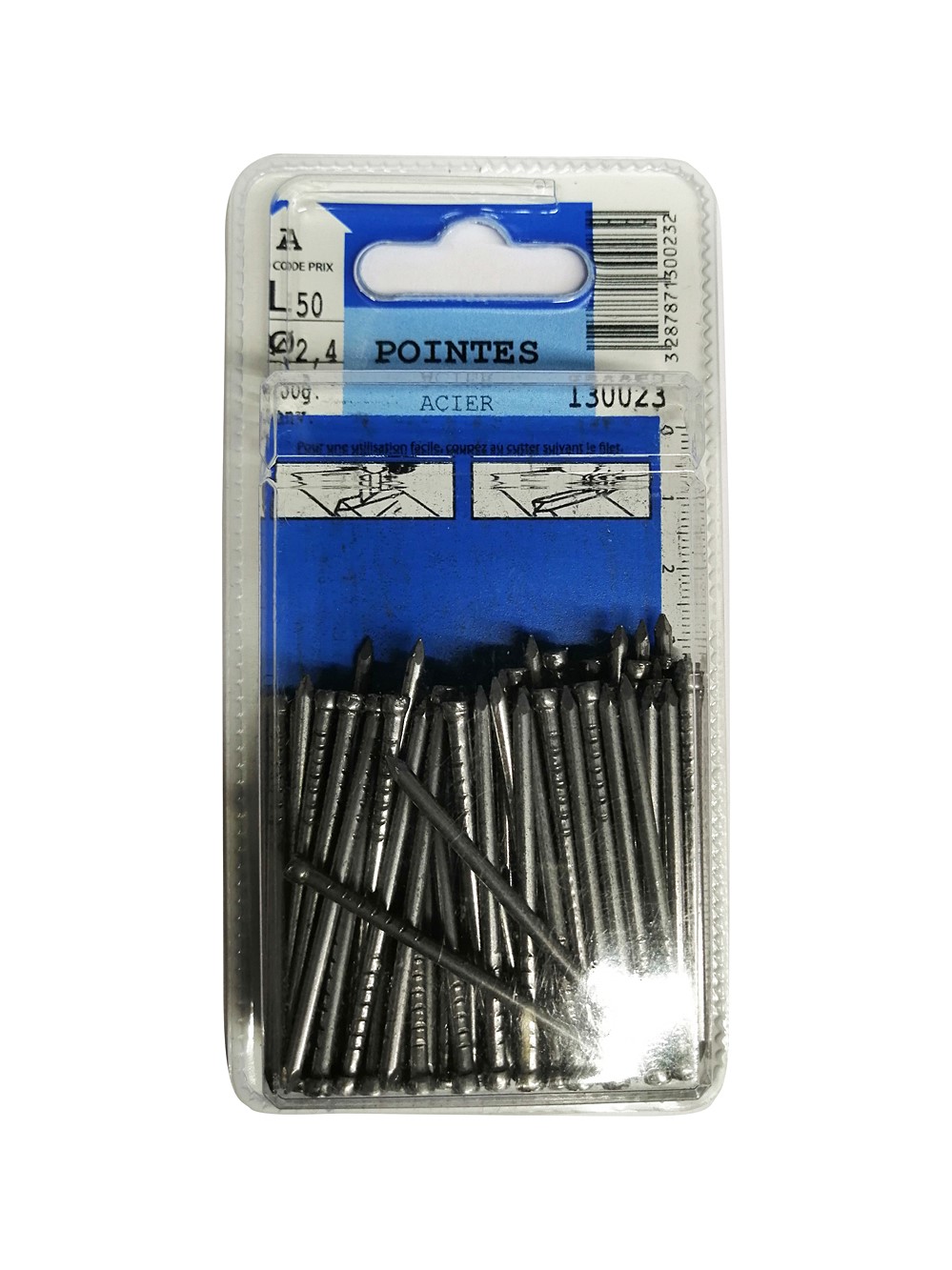 Pointes tête homme en acier L.50mm ø2,4mm 200g