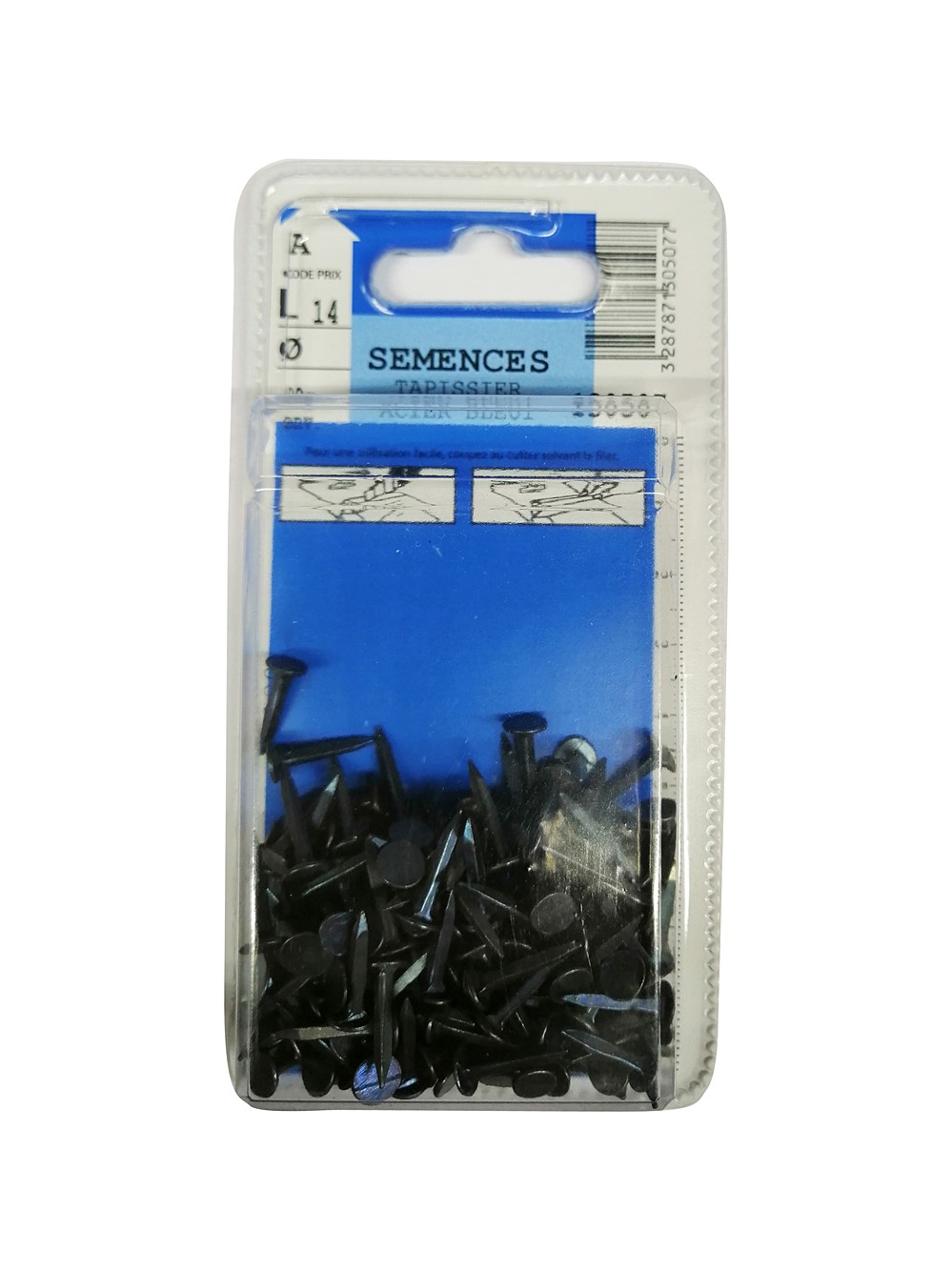 Semences tapissier acier bleui 14mm