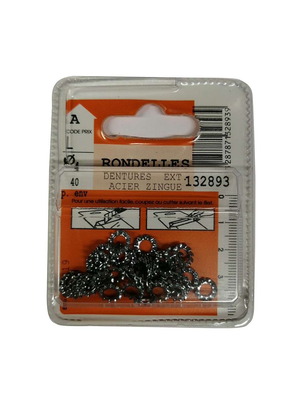 Rondelles dentures acier zingué ø4mm - Les 40 pièces