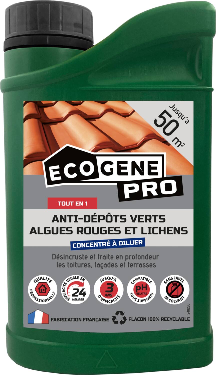 anti dépôts verts algues et lichens concentré  pour 50 m2 1l