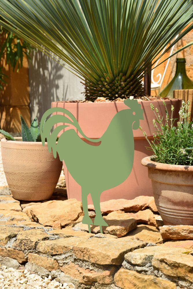 Figurine à piquer Coq 42,5x42cm vert clair - LOUIS MOULIN