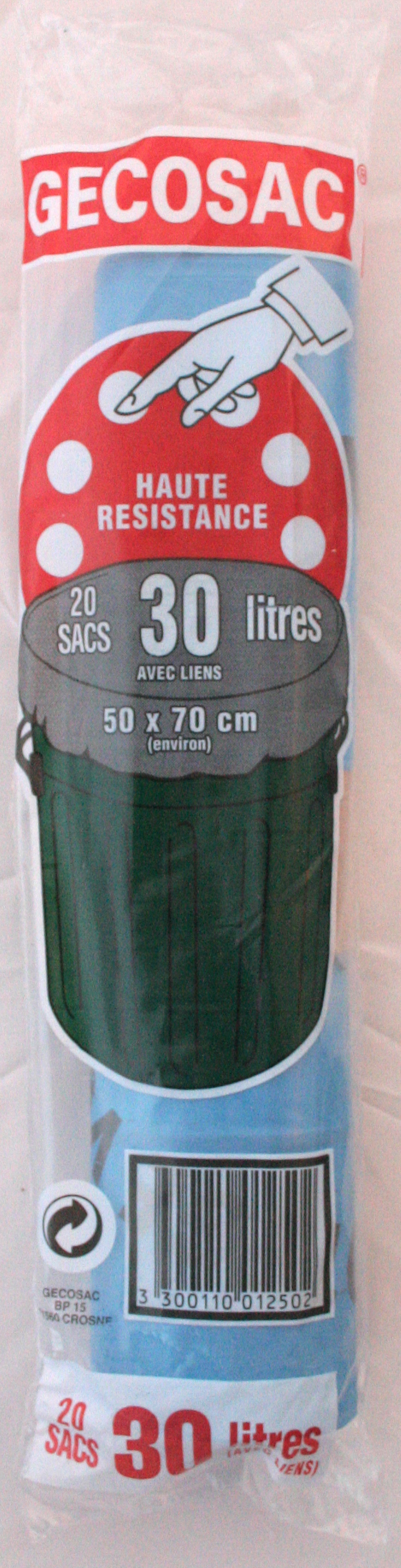 Sacs X20 poubelle lien dans le soufflet 30 l bleu