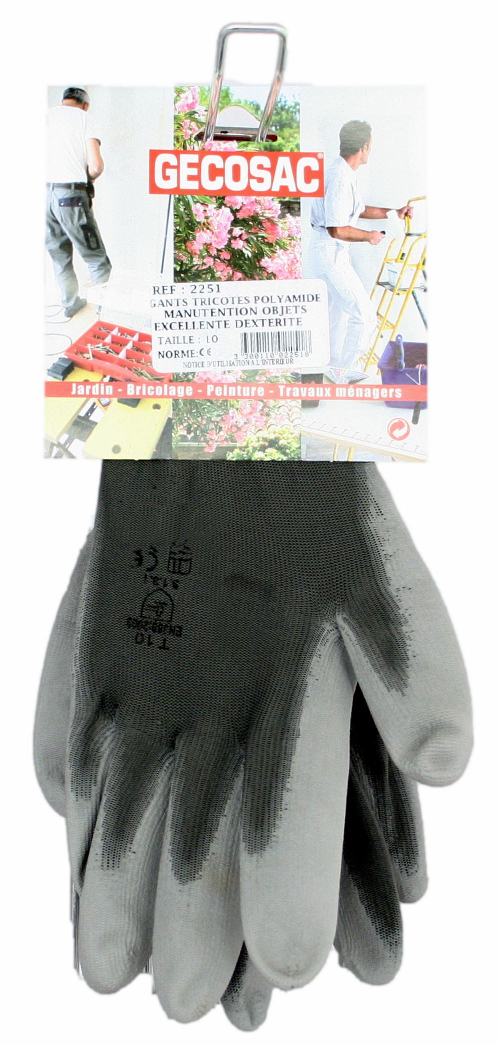 Gants tricotés polyamide gris Taille 10