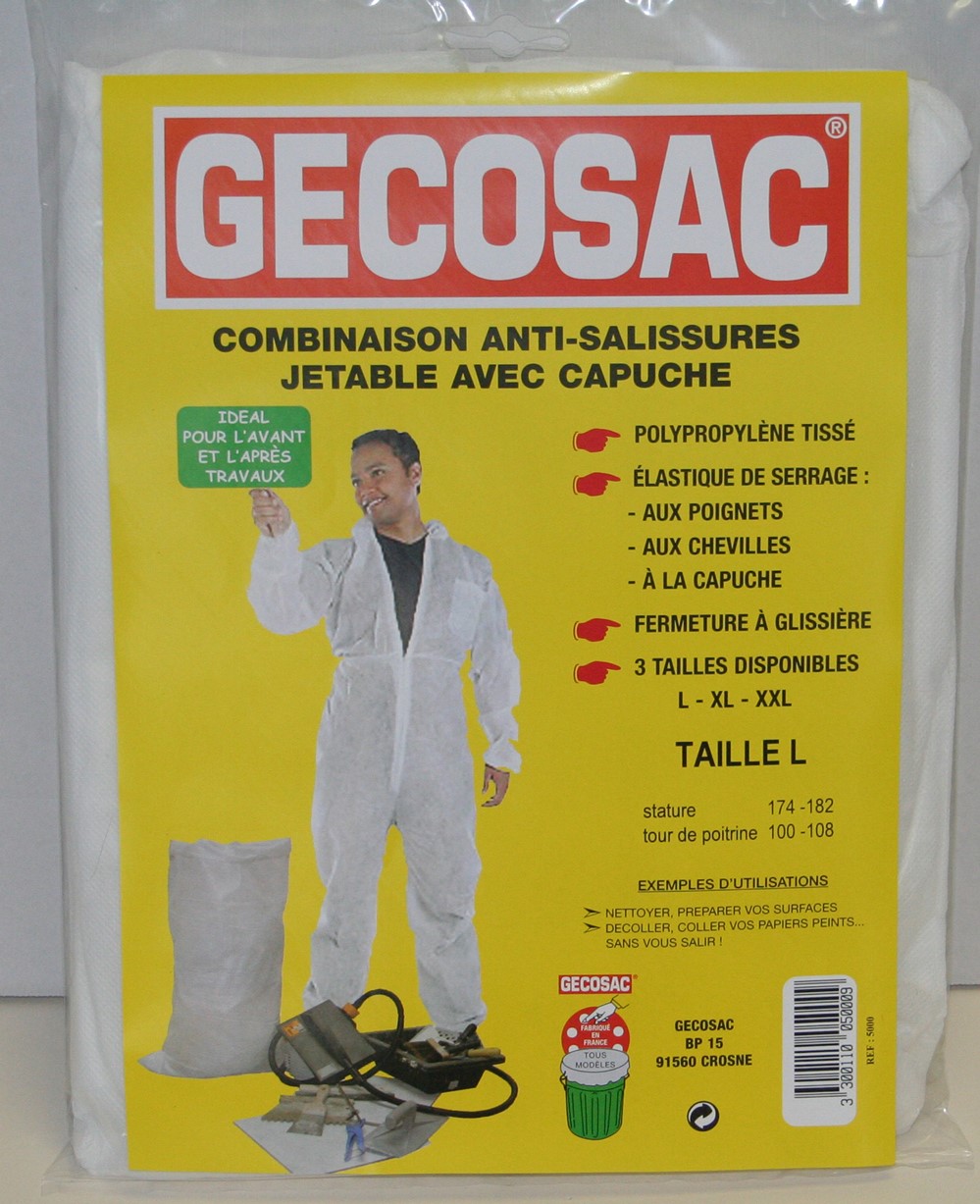 Combinaison de travail jetable avec capuche taille L