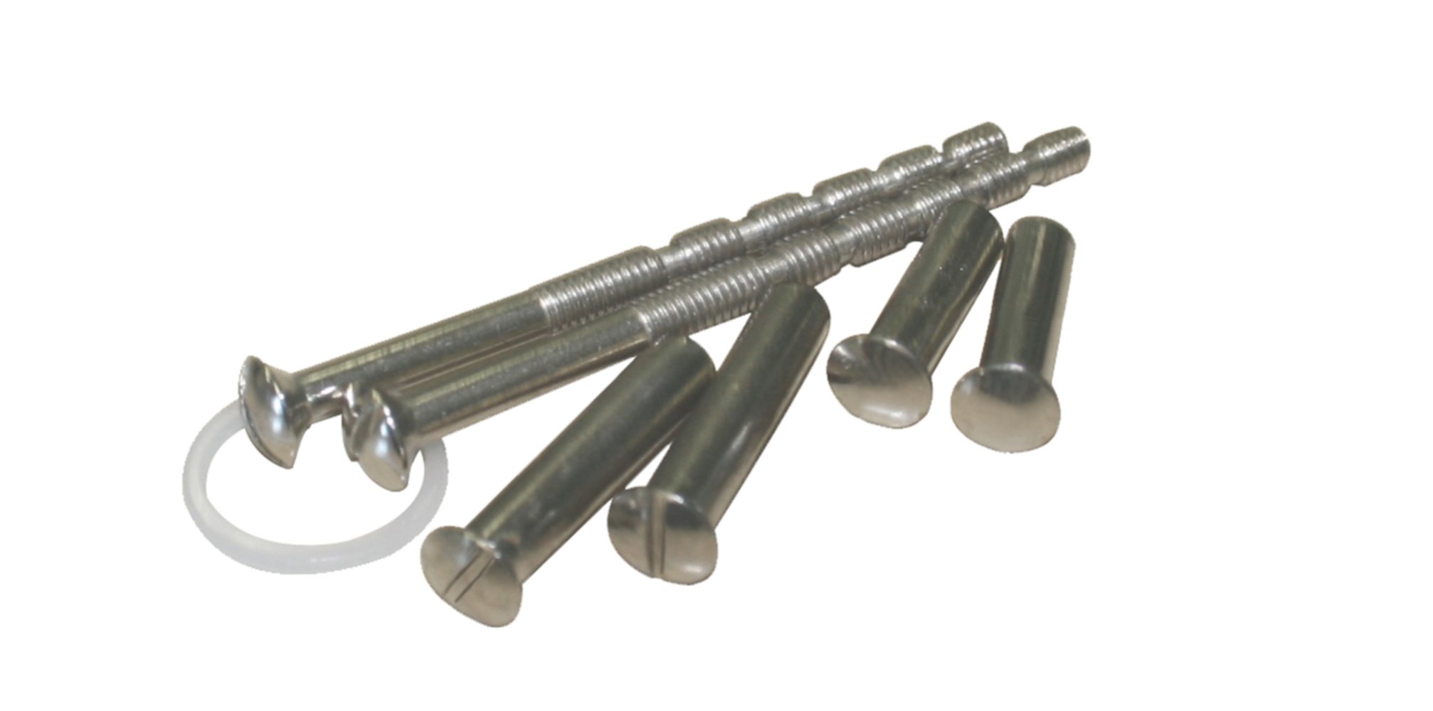 Kit 2 vis relieuses nickelé satiné+douilles aveugles