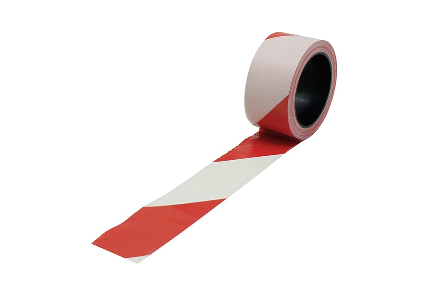 Ruban de signalisation couleur blanc/rouge100m x 50mm