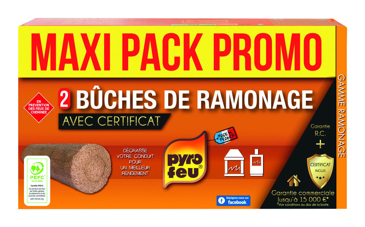 2 Bûches de ramonage 1100g + Certificat