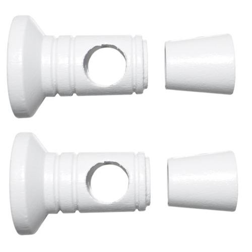 Pack 2 embouts cône bois Ø11 + 2 supports modernes à visser ou adhésifs laqué blanc MOBOIS