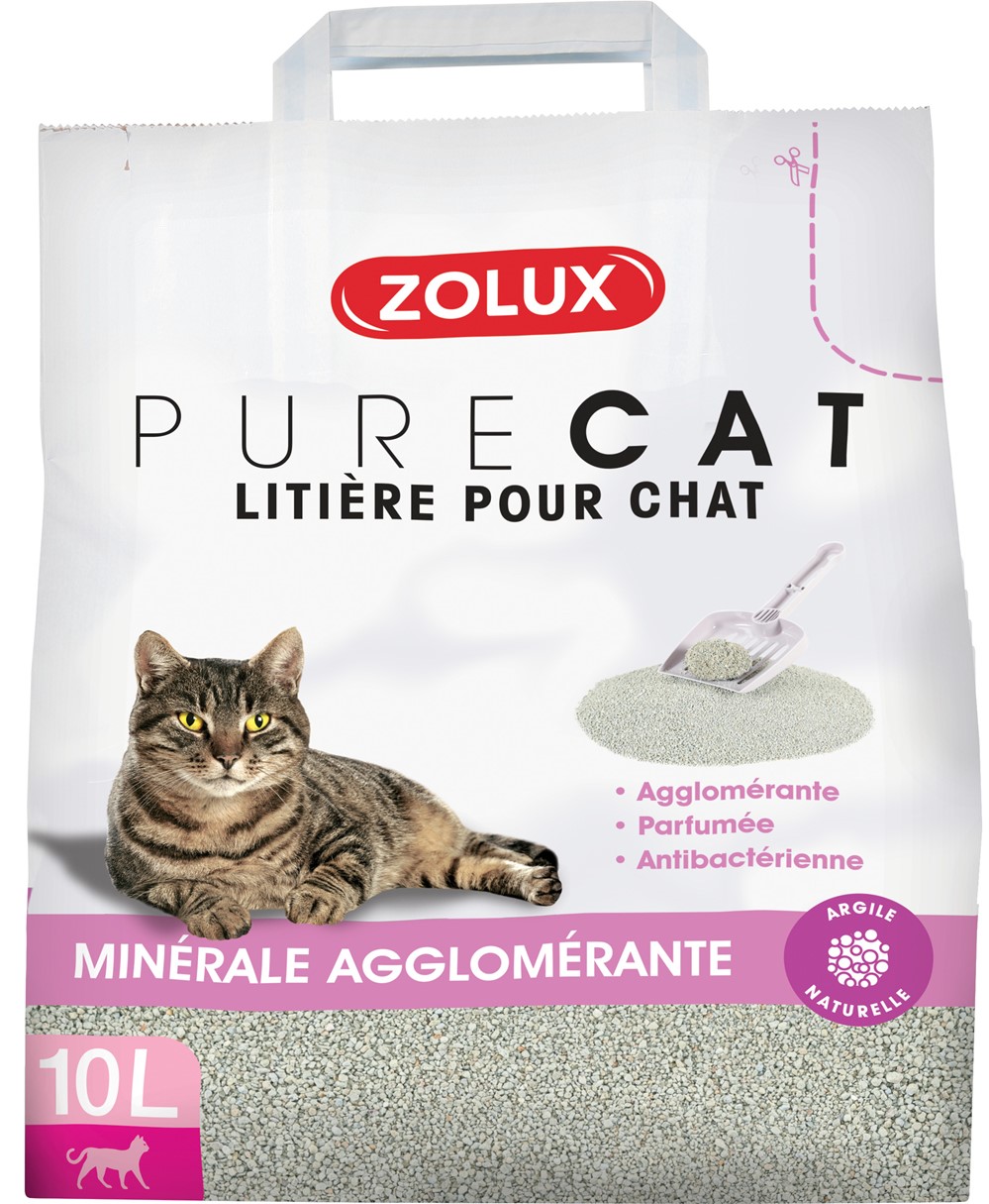 Litière minérale agglomérante parfumée Purecat-10L
