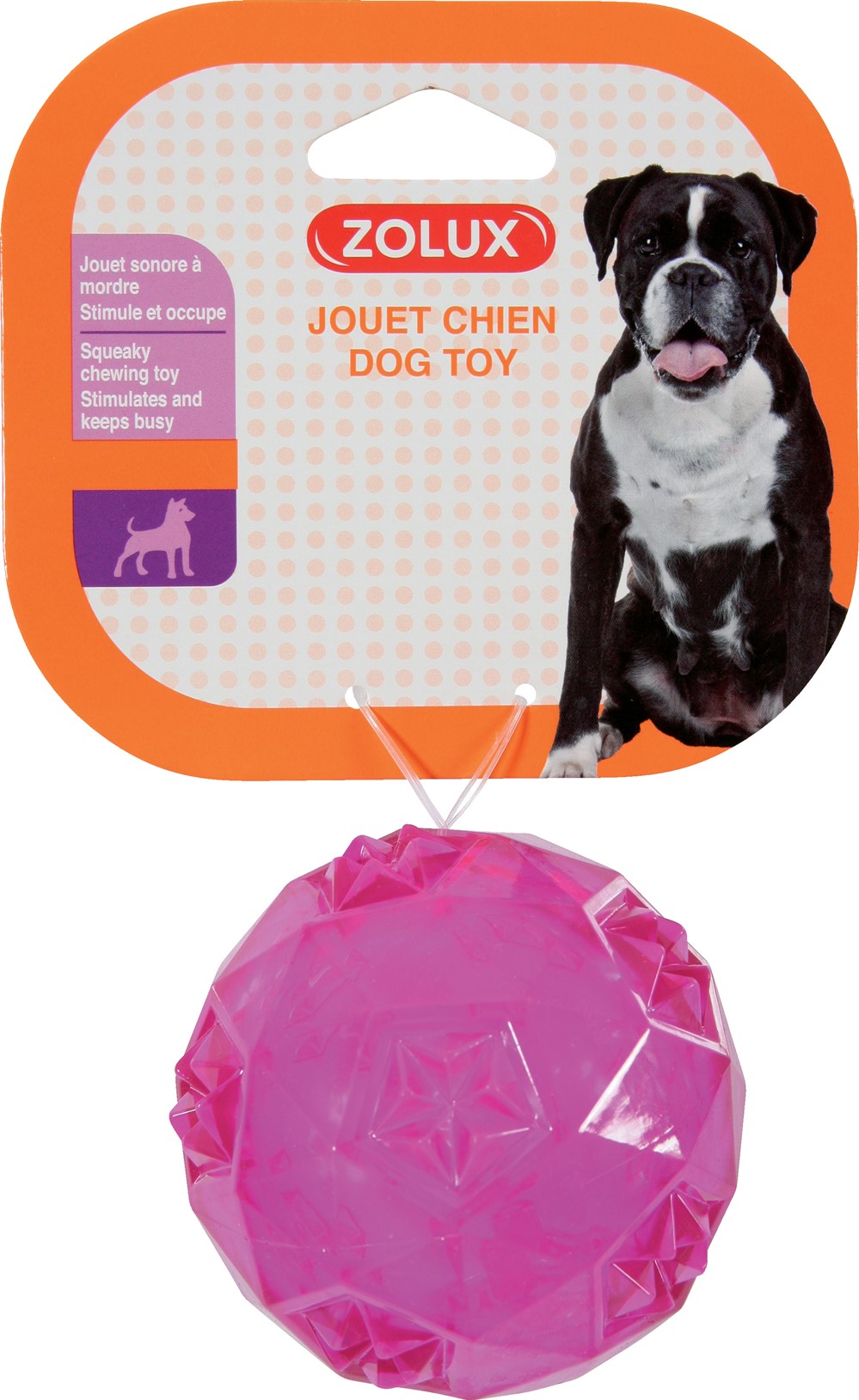 Jouet chien balle pop d7,5cm framboise