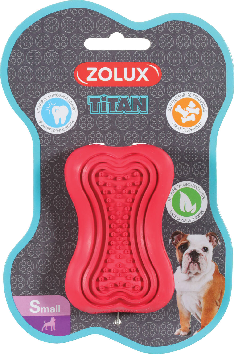 Jouet chien caoutchouc Titan 8cm rouge