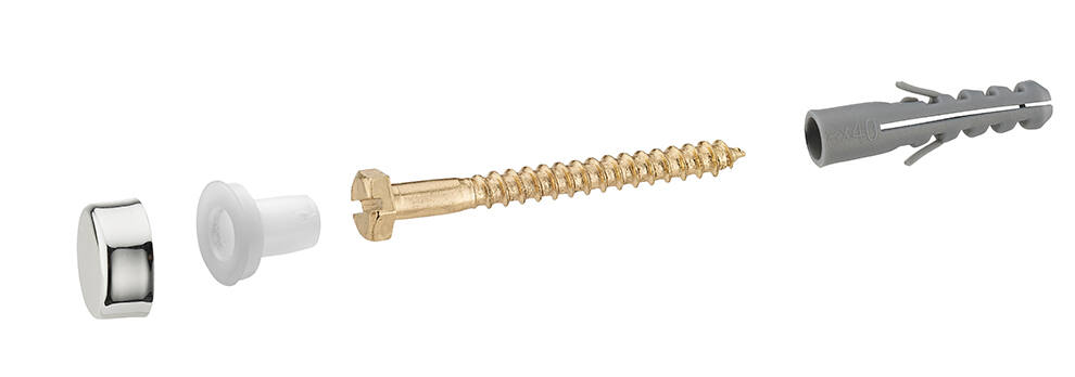 2 fixations de WC au sol à tirefonds tête hexagonale 6x70mm + cheville 8x40mm + Cache tête chromé - NOYON & THIEBAULT