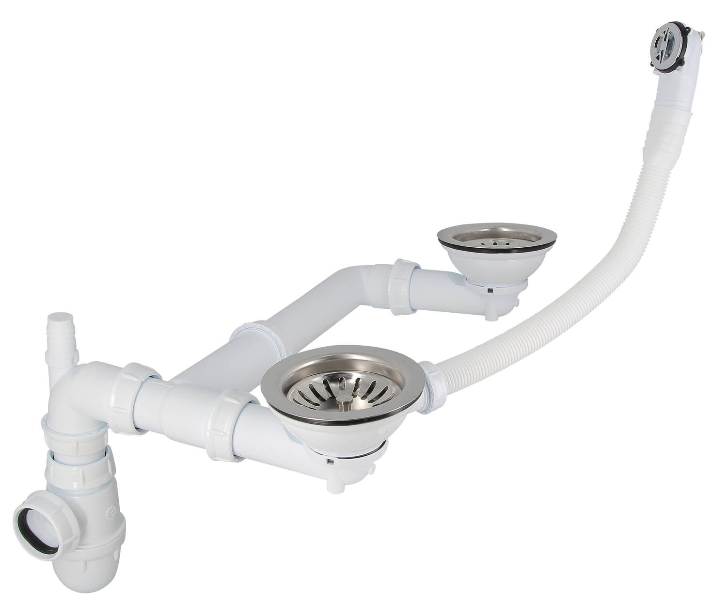 Vidage complet pour évier 2 cuves perçage Ø90mm