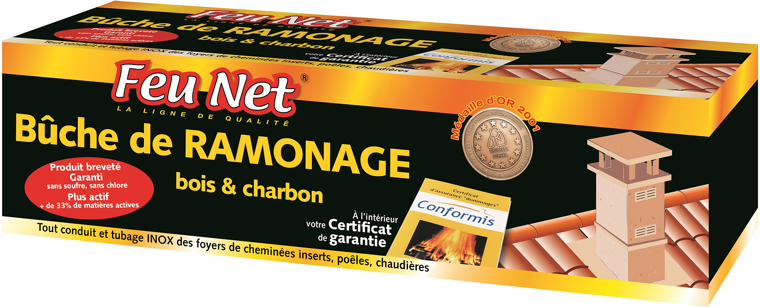 Bûche ramonage f. brevetée +conformis feu net